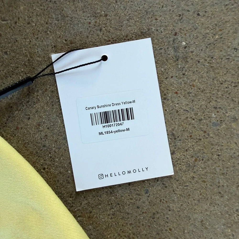 Hello Molly Pale Yellow Square Neck Mini Dress - Picture 6 of 8